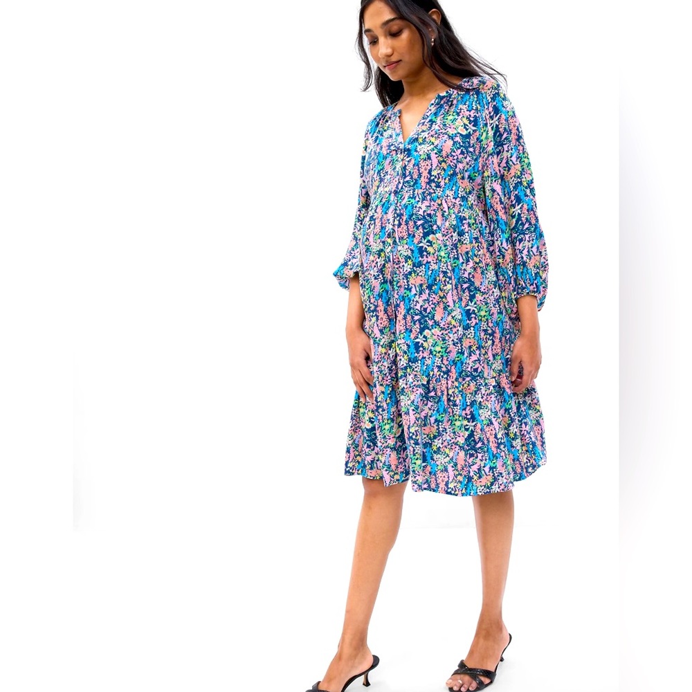 NWT GAP Maternity Balloon Sleeve Tiered Dress